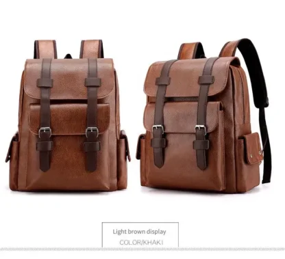 Large Capacity Soft PU Leather Backpack for Casual Business Travel - Image 29