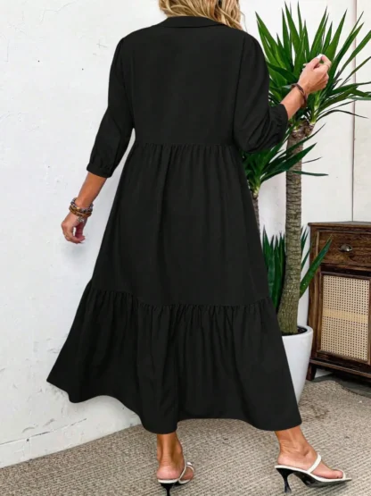 【Plus Size】 Solid Color Dress, Casual Modest Long Dress for Daily Wear, Women's Plus Clothing for All Seasons - Image 2