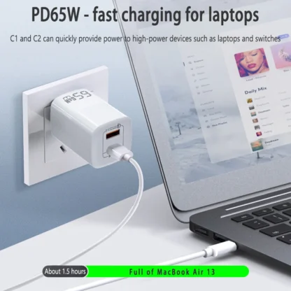 UGOURD PD 65W GaN Fast Charger Power Adapter With USB A and Type C Quick Charge UK EU US Plug For iPad MacBook Air Laptop iPhone - Image 4