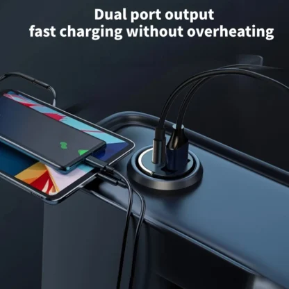 Dual USB Mini Pull Ring Car Charger 200W Fast Charging Phone convenient Charger Adapter for iPhone Huawei Xiaomi Samsung QC 3.0 - Image 4
