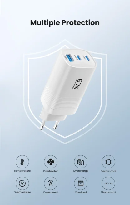67W GaN Charger PD3.0 QC3.0 Type C Fast Charging for IPhone 15 14 Xiaomi USB Type C Charger for Samsung S23 Ultra Macbook Tablet - Image 17