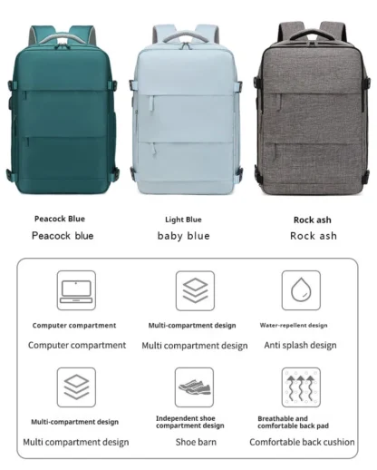 Men's Large Capacity Waterproof Backpack with Independent Compartment and Multifunctional Slots, Retro Multifunctional Travel Ba - Image 16