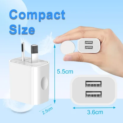 1/5pcs AU Plug 5V 2A Dual USB Power Adapter Plug Wall Charger For iPhone For Samsung Smart Phone USB Phone Charger Australia - Image 6