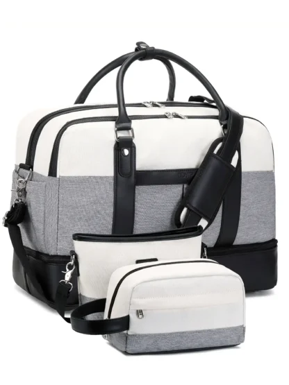 Large Capacity Travel Bag Handbag Tote Travel Bag Shoulder Weekend Bag with Shoe Compartment Breathable Travel Night Bags - Image 10