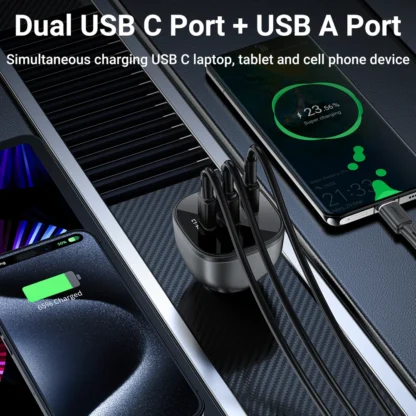 ACEFAST 140W USB C Fast Charging Phone Charger in Car For iPhone 16 15 Dual USB C Qucik Charging Adapter For Macbook Air Tablet - Image 3