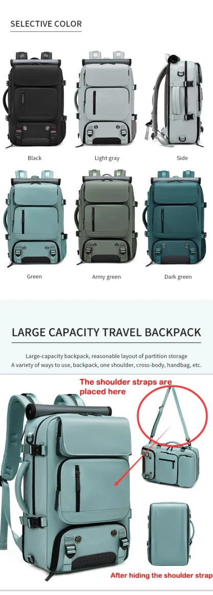 Woman travel backpack,waterproof 16 inch Business Laptop Backpack with Shoe Bag Hidden USB charging port Hiking camping backpack - Image 16