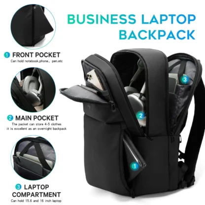 BANGE Smart Waterproof Travel Backpack Business Flight Approved Carry on Backpack Large Capacity 16 inch Laptop Backpack for Men - Image 3