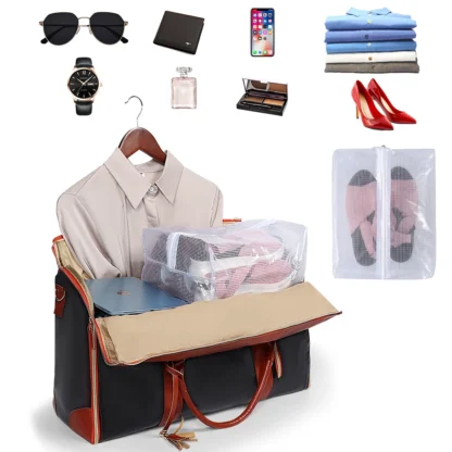 Suit Storage Bag Travel Women PU Folding Travel Bag Large Capacity Hand Luggage Bag Multi Function Waterproof Travel Organizer - Image 17