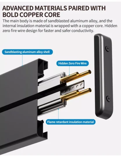 UK Wall power rail socket, kitchen aluminum expansion socket 40cm 50cm, built-in socket on countertop - Image 21