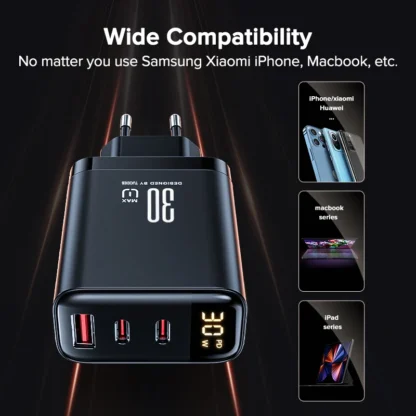 Tuodes 30W GaN USB Charger 3-Ports USB Type C Fast Charging PD3.0 Quick Charge Wall Adapter For iPhone Samsung Xiaomi iPad - Image 6