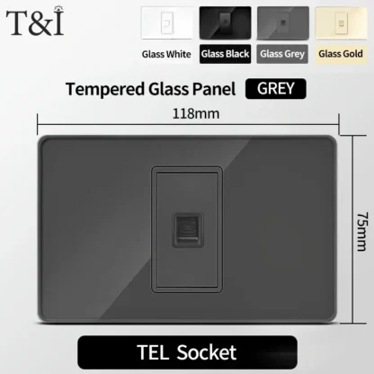 Gray Tempered Glass Italian Standard Wall Switch Socket 118x75mm with USB Type-C Outlet Fast Charging for Home Office Kitchen - Image 15