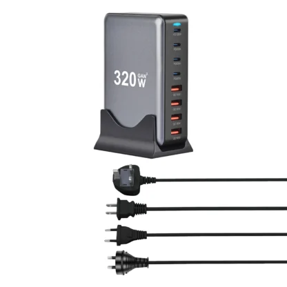 USB C Fast 320W Desktop GaN Charger 8-port USB Type C PD Charger Fast Charge 3.0 USB Type C Fast Charger Mobile USB Charger - Image 13