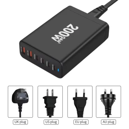 200W GaN Charger 6 Ports USB Type C PD Charger Station Quick Charge 3.0 USB Type C Quick Charger Mobile Phone USB Charger - Image 6