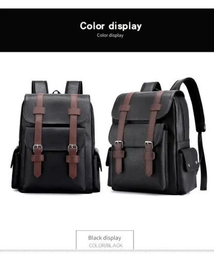 Large Capacity Soft PU Leather Backpack for Casual Business Travel - Image 27