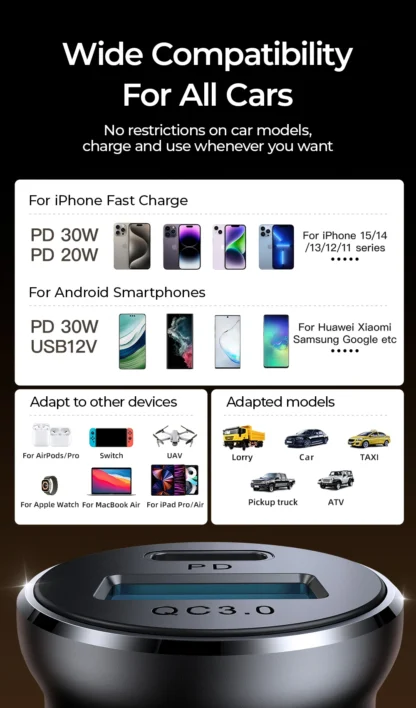 Joyroom 30W USB C Car Charger Adapter PD QC3.0 Mini Metal USB Charger Fast Charging Phone Charger for iPhone Samsung Huawei - Image 19