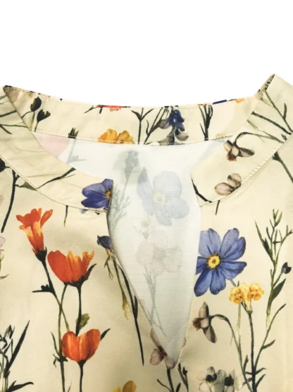 【Plus Size】 Floral Print Notched Neck Dress, Casual Bohemian Dress for Daily Wear, Women's Plus Clothing for All Seasons - Image 3