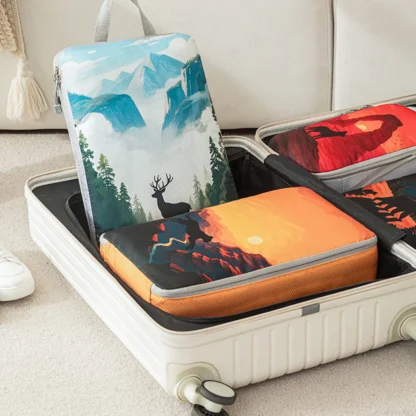 5pcs tropical printed compressed lightweight travel clothing storage bag suit, space-saving travel necessities accessories - Image 11