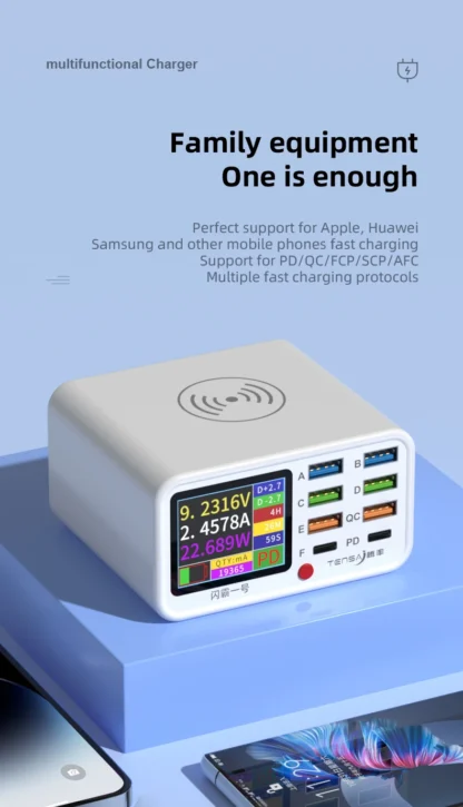 Multi functional 8-port USB Wireless Fast Charging Station Visual Current Detection Charger For Mobile Phone iPad Flash Charging - Image 14