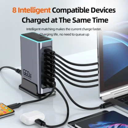 660W GaN Charger USB C Fast Desktop 8-port USB Type C PD Charger Fast Charge 3.0 USB Type C Fast Charger for iPhone16 15 Samsung - Image 3