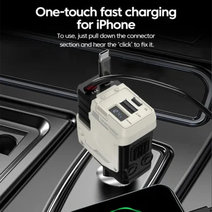 4-in-1 120W Retractable Car Charger Super Fast Charging Dual Type-C Adapter USB Cigarette Lighter For IPhone 15 Huawei Samsung - Image 3
