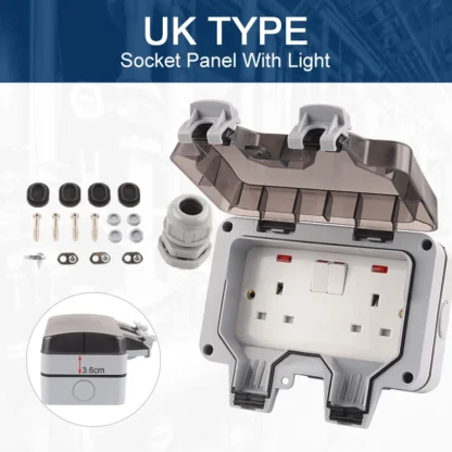 IP66 Waterproof Outdoor Box Wall Socket 13A Double Switch Power Outlet Universal / UK With USB Charging Port DIY GO - Image 10