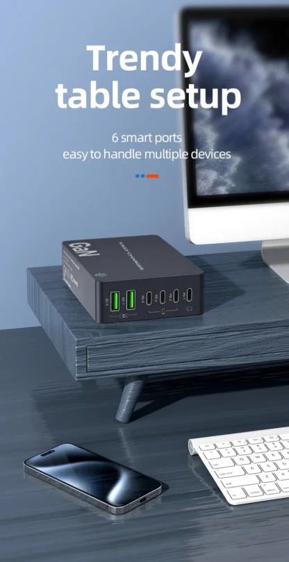 990W GaN USB C Charger 6-Ports Desktop Charger Type C PD 100W PPS Fast Charging Station for Laptop Tablet MacBook Samsung iPhone - Image 15