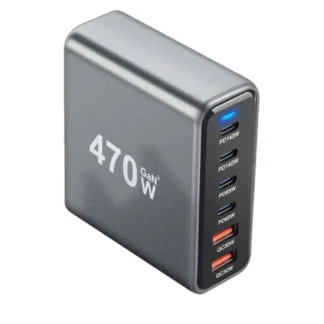 470W 6-Port GaN Desktop Charger 4C2A USB-C PD Fast Charge for Phone 16 15 Xiaomi Samsung S24 S23 Huawei Tablets & Laptops