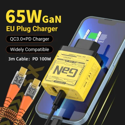 Gopala 65W GaN Charger USB Fast Charging Adapter EU/US Charge Head Mobile Phone Type C Cable for iphone 16 15 14 Power Adapters - Image 9