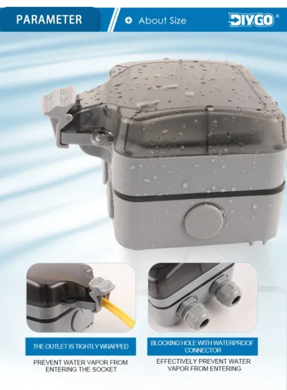 IP66 Waterproof Outdoor Box Wall Socket 13A Double Switch Power Outlet Universal / UK With USB Charging Port DIY GO - Image 21