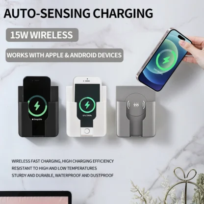 QI Universal Flush Wall Mount Wireless Charger,15W Fast Charging Stand for Phones,AC 110–220V - Image 6