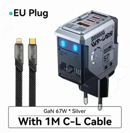 WEKOME Robot 67W GaN Fast Charger Type C Quick Charge QC4.0 PD3.0 PPS Fast USB Charger for iPhone Samsung Xiaomi Tablets Macbook - Image 10
