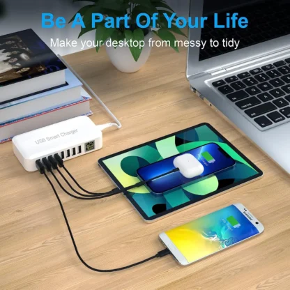 Multi 8 Port USB Fast Charger Desktop Phone Carregador LCD Display Charing station Dock HUB For Iphone 14 Samsung Xiaomi Tablet - Image 11