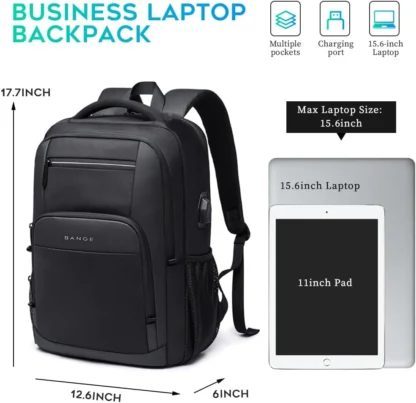 BANGE Travel Waterproof Backpack with USB Charging Port Fit 15.6 Inch Laptop Backpacks for Men and Women, Teenager School Bags - Image 2