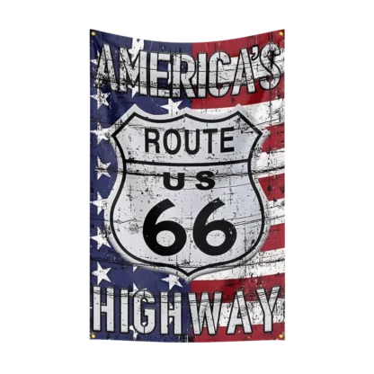 3X5Ft U.S. Route 66 Motorcycle Flag Polyester Digital Printing Car Banner For Decor - Image 15