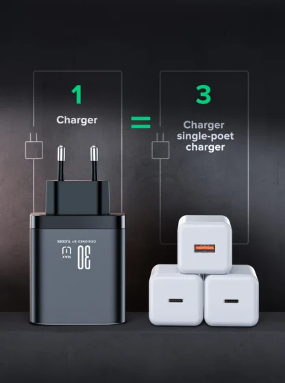 Tuodes 30W GaN USB Charger 3-Ports USB Type C Fast Charging PD3.0 Quick Charge Wall Adapter For iPhone Samsung Xiaomi iPad - Image 18