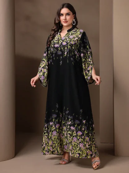 TOLEEN Fashionable And Elegant Long Sleeve A-line Casual Printed Party Arabic Clothing 2024 New Summer Plus Size Women Eid Dress - Image 4