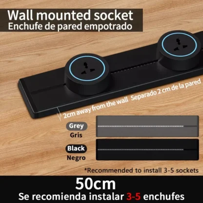 US UN/USB Type-C  Wall power rail socket, kitchen aluminum expansion socket 40cm 50cm, built-in socket on countertopus - Image 12