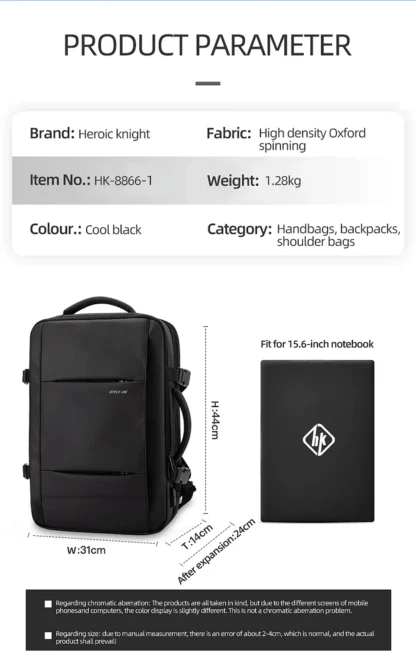 HK Business Backpack for Men Waterproof Anti-Theft 15.6” Laptop Backpack Casual Large Capacity Expandable Travel Bag Short Trip - Image 25