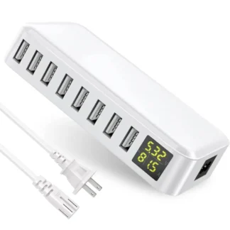 8 Ports USB Charger 40W 8A LCD Display Multi Port USB Hub Fast Charging Wall Charger Power Adapter for iPhone Xiaomi Huawei
