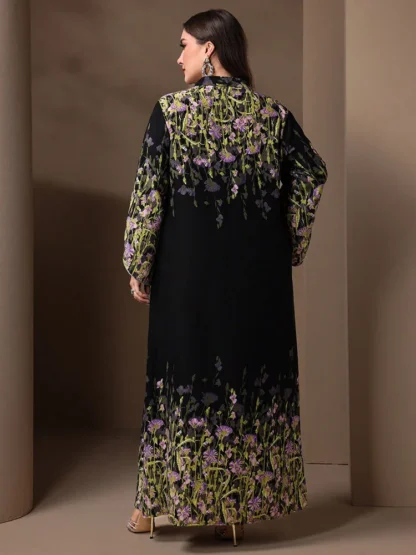 TOLEEN Fashionable And Elegant Long Sleeve A-line Casual Printed Party Arabic Clothing 2024 New Summer Plus Size Women Eid Dress - Image 2