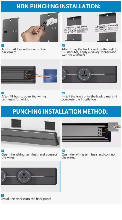 50cm Rail Socket,UK/EU/US/UN Standard Adapter Plug,Home Kitchen/Meeting Wall Mounted/Embedded Track Power Outlet with USB+Type-c - Image 26