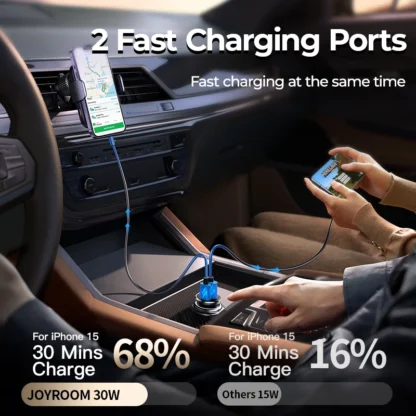 Joyroom 30W USB C Car Charger Adapter PD QC3.0 Mini Metal USB Charger Fast Charging Phone Charger for iPhone Samsung Huawei - Image 4