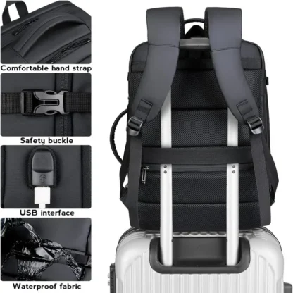 45L Large Capacity Multifunctional Extensible Rechargeable Hand-held Backpack Men's Waterproof Business Travel Computer Backpack - Image 4