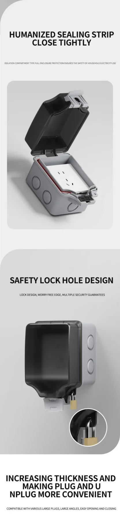 EU/TH/UK/UN/US Outdoor Power Socket Industrial Grade Waterproof IP66 Plastic Junction Box Panel Wall Mount Connector - Image 20
