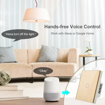 Tuya Smart Life WiFi Wall Touch Button 220V AC Light Switch for Lamp 1 2 3 4 Gang APP Voice Remote Control EU UK Europe Standard - Image 5