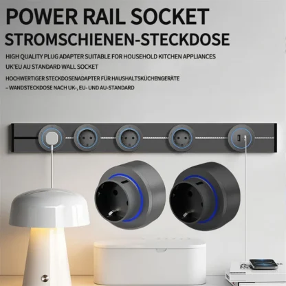 EU Wall power rail socket, kitchen aluminum expansion socket 40cm 50cm, built-in socket on countertop