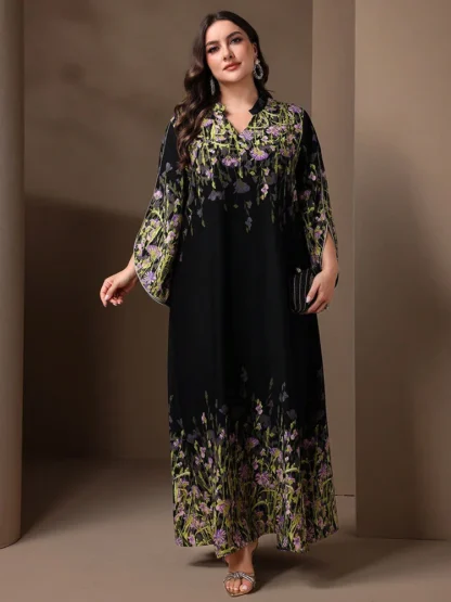 TOLEEN Fashionable And Elegant Long Sleeve A-line Casual Printed Party Arabic Clothing 2024 New Summer Plus Size Women Eid Dress - Image 6