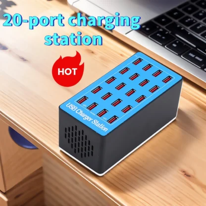 The 10-port 20-port usb charger is lightweight and designed to charge smartphones, tablets and other usb devices