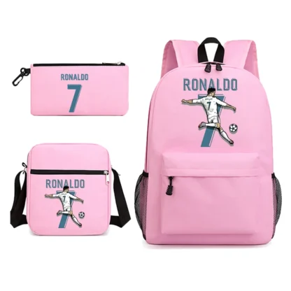 Ronaldo CR7 Backpack Boys Mens Rucksack Shoulder Bag for School 3 Pieces Pencil Bag for Fans Gift - Image 7