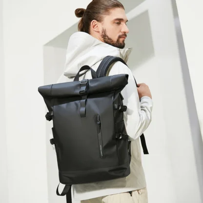 HK Expandable Travel Backpack Men Large Capacity Waterproof 15.6” Laptop Bag Hiking Rucksack Cycling Daypack Bag with USB Port - Image 3